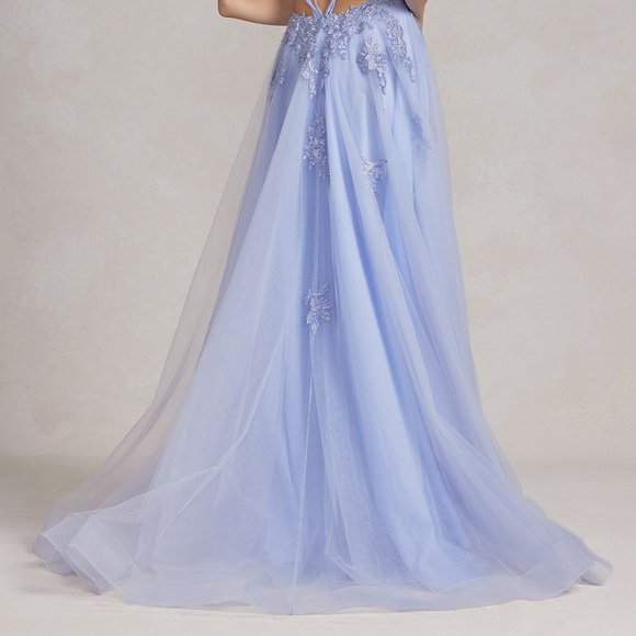 NEW LONG OFF THE SHOULDER SLEEVELESS A-LINE DRESS WITH LACE UP BACK NX G1149 - Picture 9 of 9